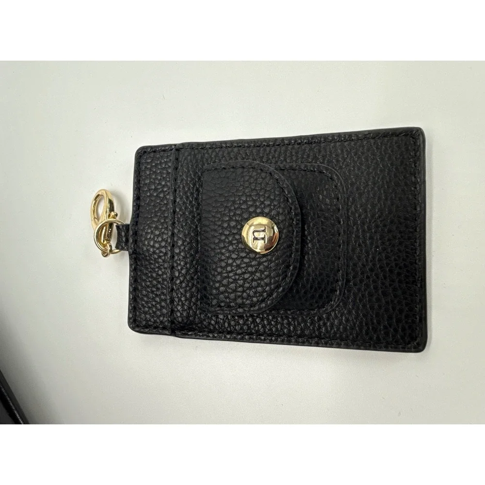Nanette Lepore Black Embossed Logo Shoulder Bag Gold Chain Baguette Purse